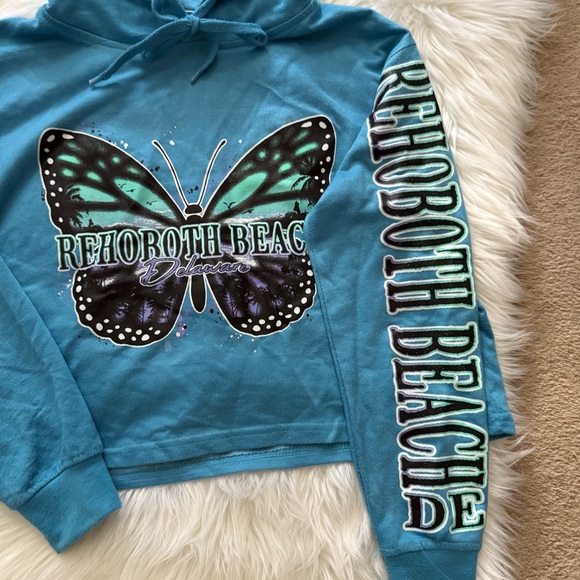 Y2K Bloom + Pop Teal Rehoboth Beach Hoodie with Butterfly Graphic - Picture 3 of 5